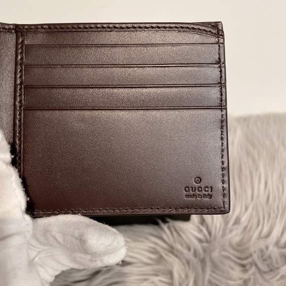 Gucci Web Brown GG Signature Bi fold Web wallet 408827 w/Box - Picture 7 of 9
